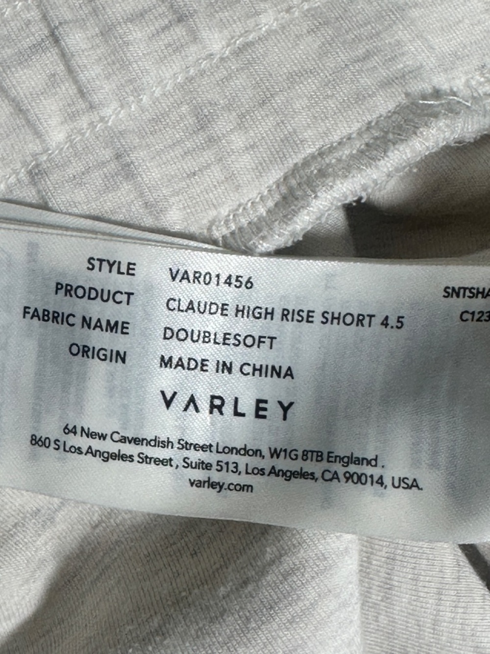 Varley Claude High Rise Short 4.5 DoubleSoft Ivory Marl Medium - Picture 10 of 11